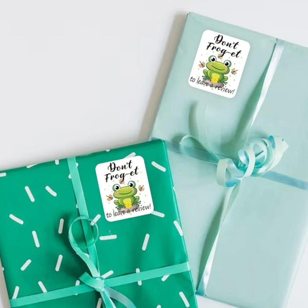 New frog don't forget to leave a review stickers